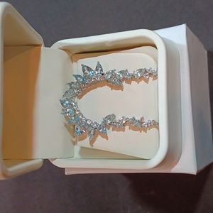 COPY - Aquamarine and Diamond drop/climber pierced earrings.